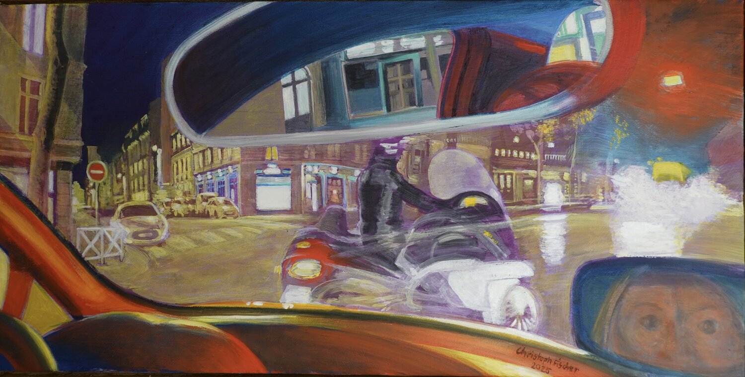 Paris nachts im Auto Christoph Fischer Original painting for sale