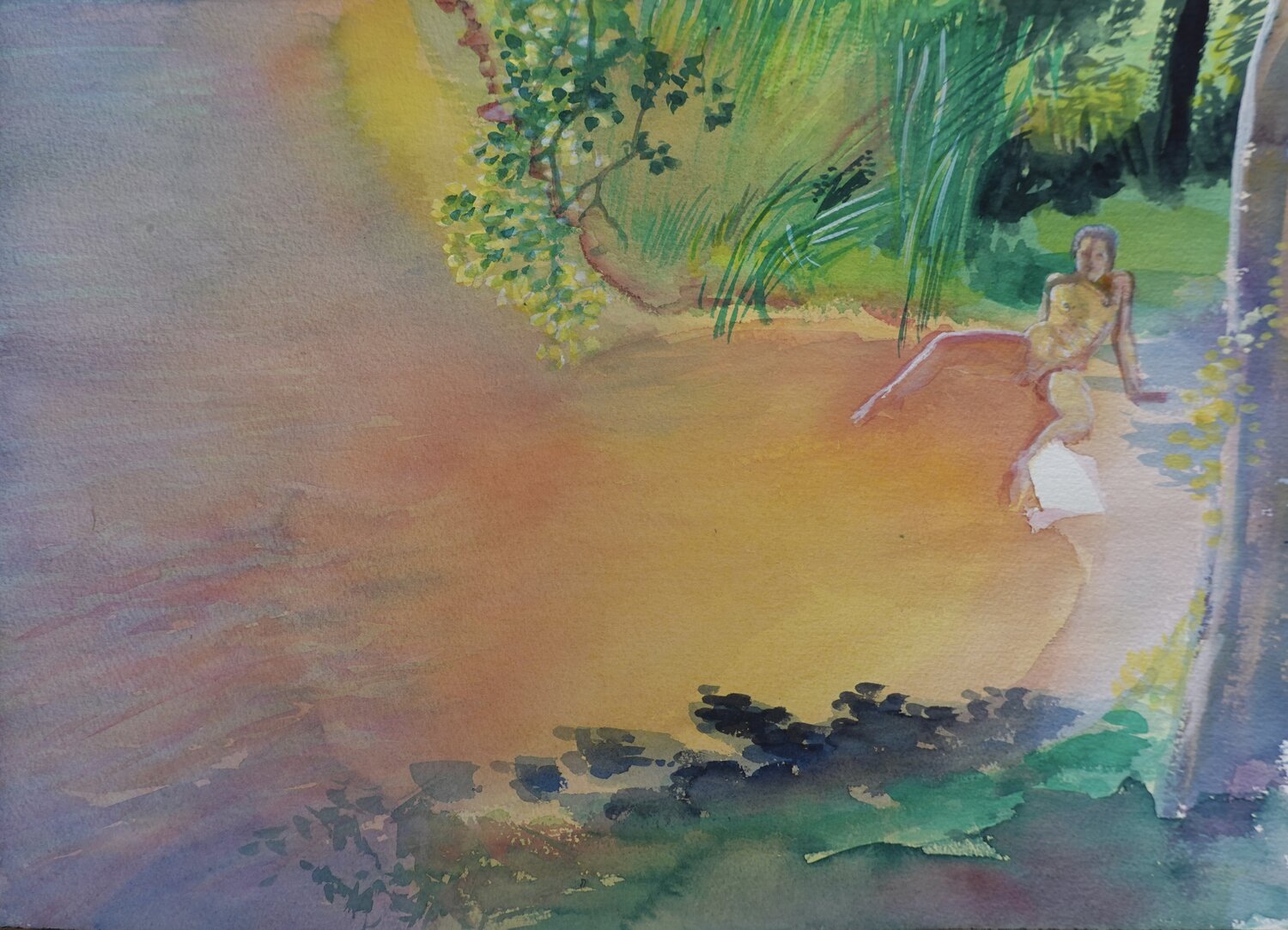 Badebucht mit Nixe Christoph Fischer Original painting for sale