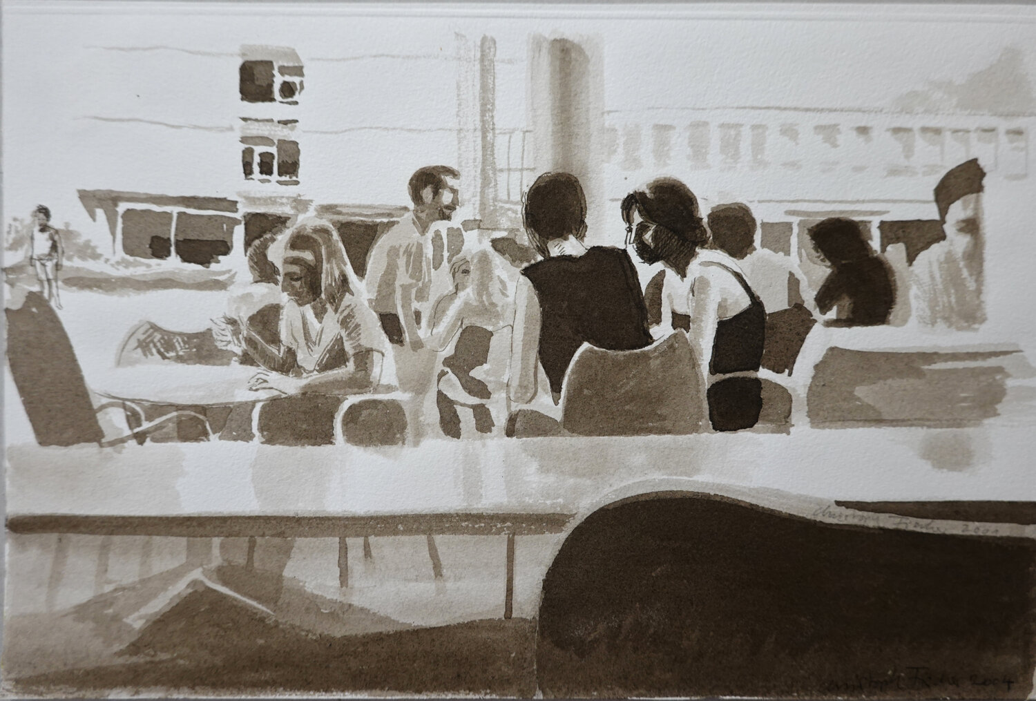 Café Freiburg Christoph Fischer Drawing for sale