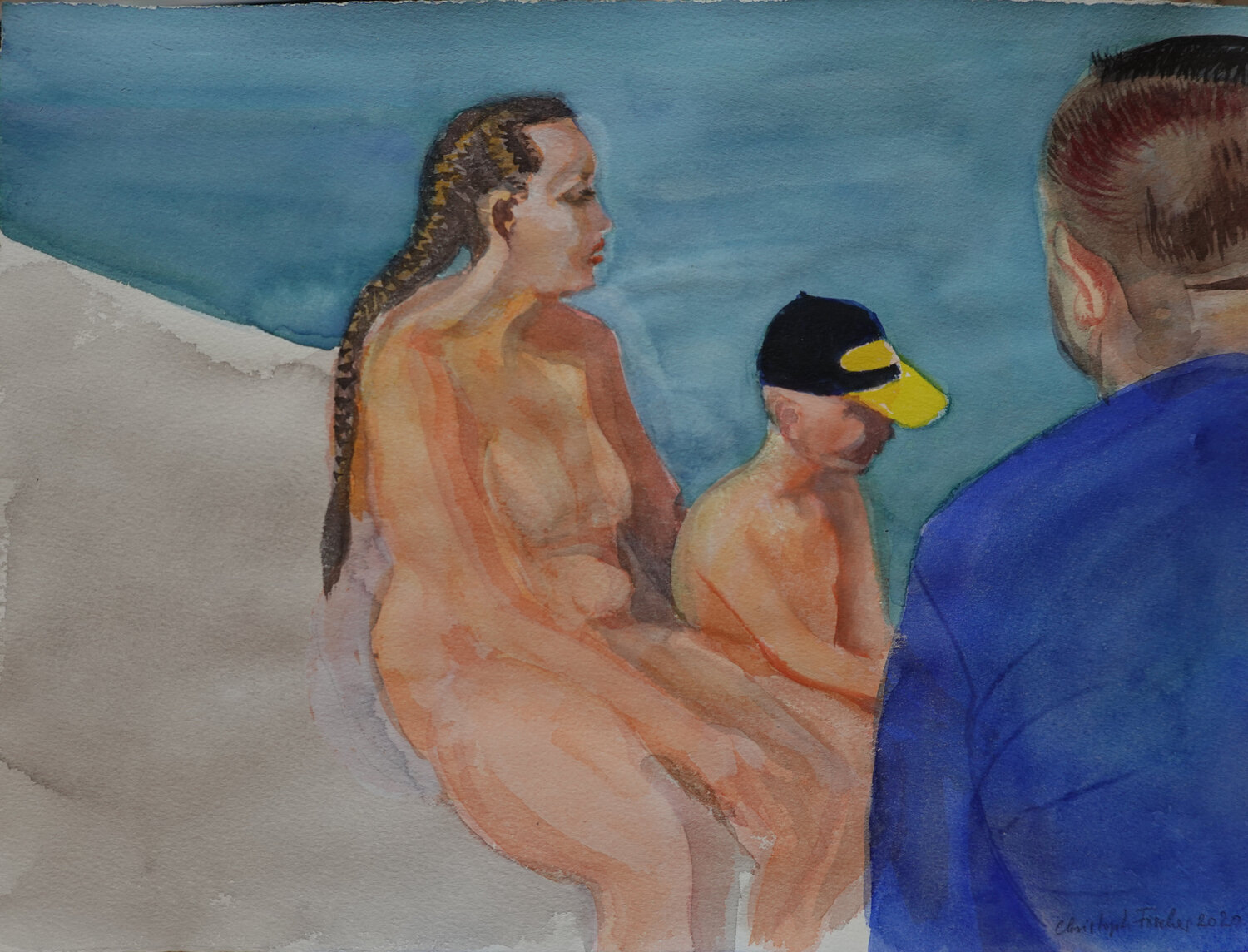 Familie an Bord Christoph Fischer Original painting for sale