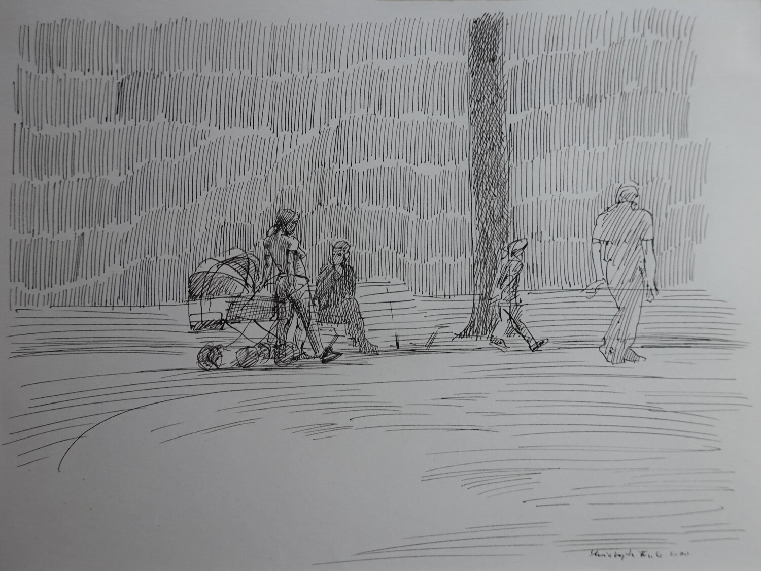 Im Park Christoph Fischer Drawing for sale