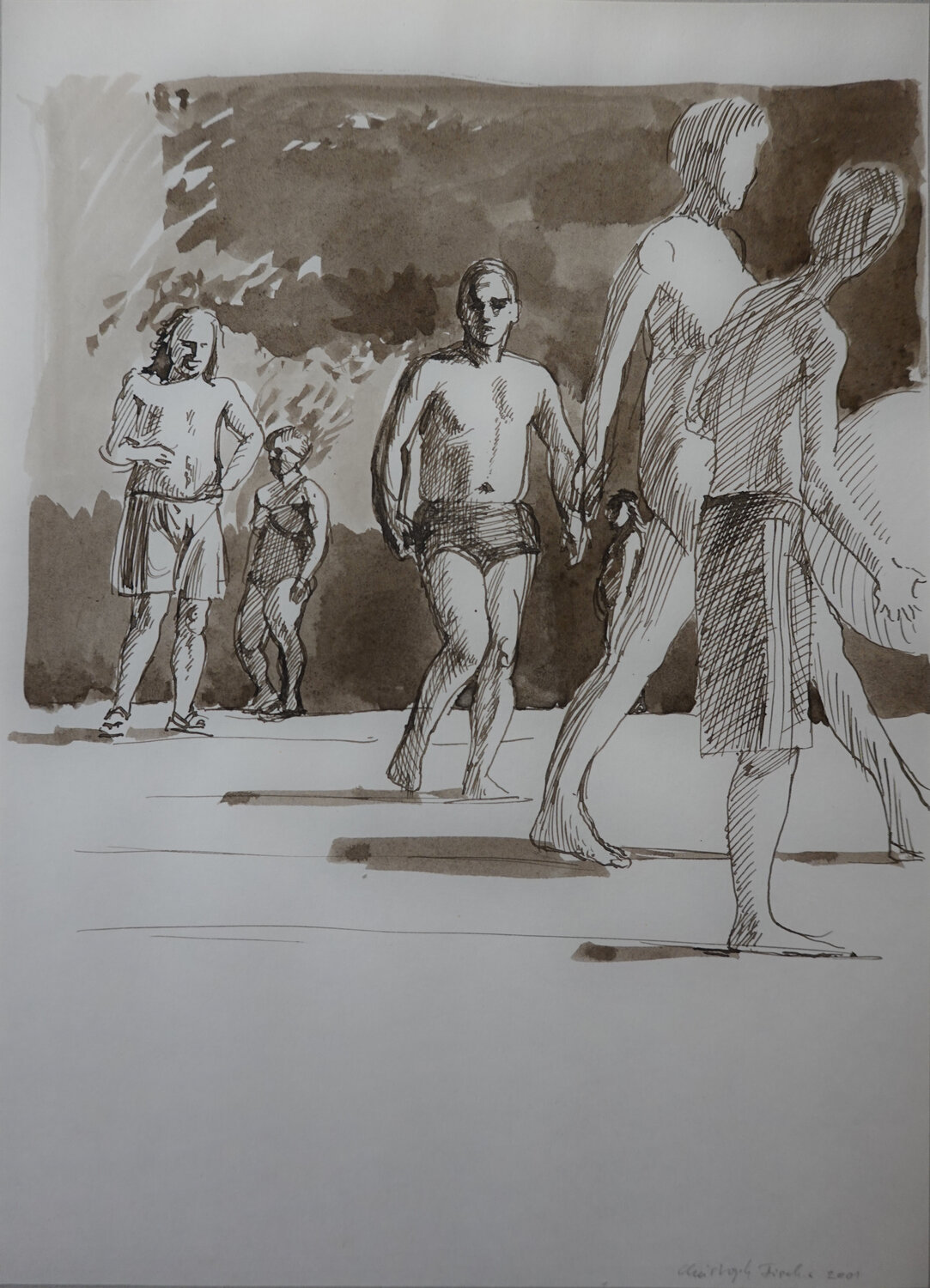 Schwimmbad Christoph Fischer Drawing for sale
