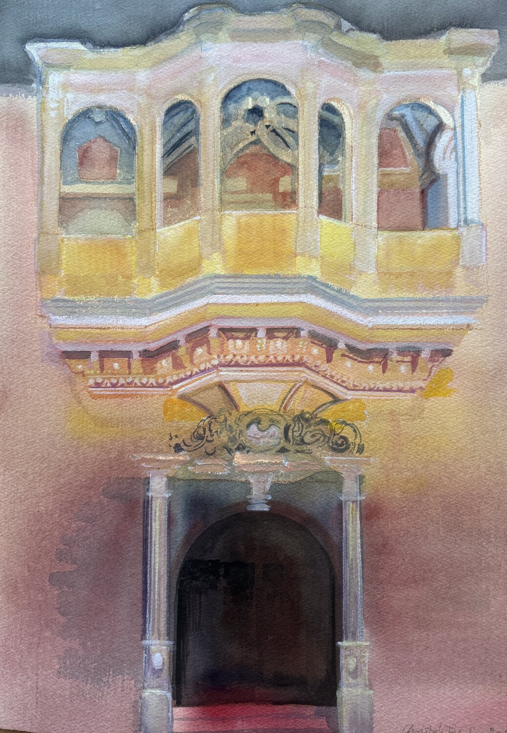 Rathaus Portal in Colmar Christoph Fischer Original painting for sale