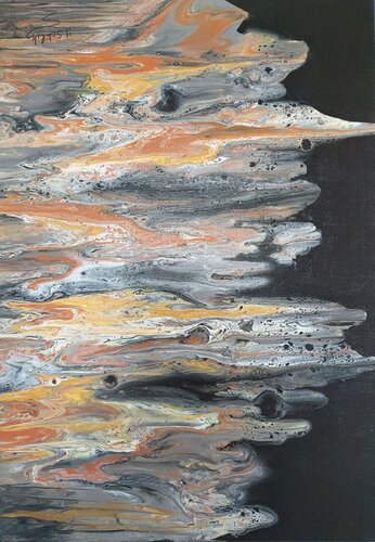 Acrylik Pouring Bild "Marslandschaft" by Irene Schlik, Painting for Sale on Select