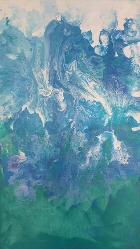 Acryl Bild "Blauer Nebel"         Acrylik pouring by Irene Schlik, Painting for Sale on Select