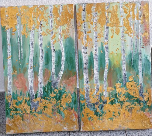 Acryl Bild "Im Wald"     2 Teiler by Irene Schlik, Painting for Sale on Select