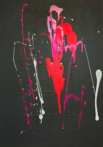 Acryl Bild " Rotes Parfüm"       50cm x 70cm x2cm by Irene Schlik, Painting for Sale on Select