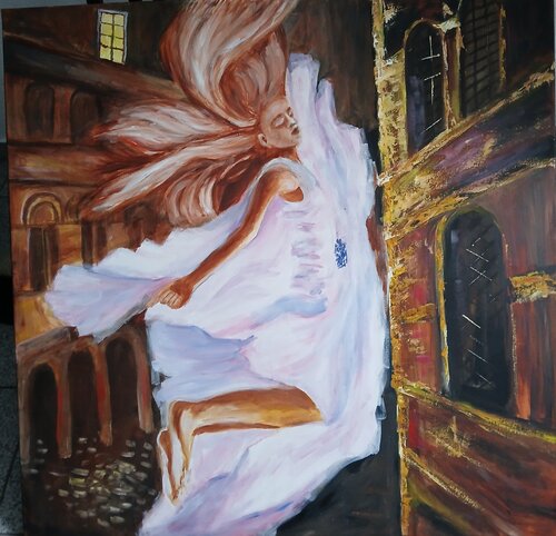 Öl Gemälde "Engel der Stadt" by Irene Schlik, Painting for Sale on Select