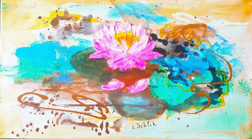Acryl Bild "Seerose"          70cm x 40cm by Irene Schlik, Painting for Sale on Select