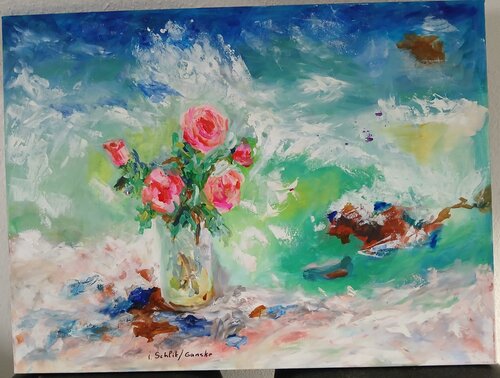Ölgemälde "Rosen im See" by Irene Schlik, Painting for Sale on Select