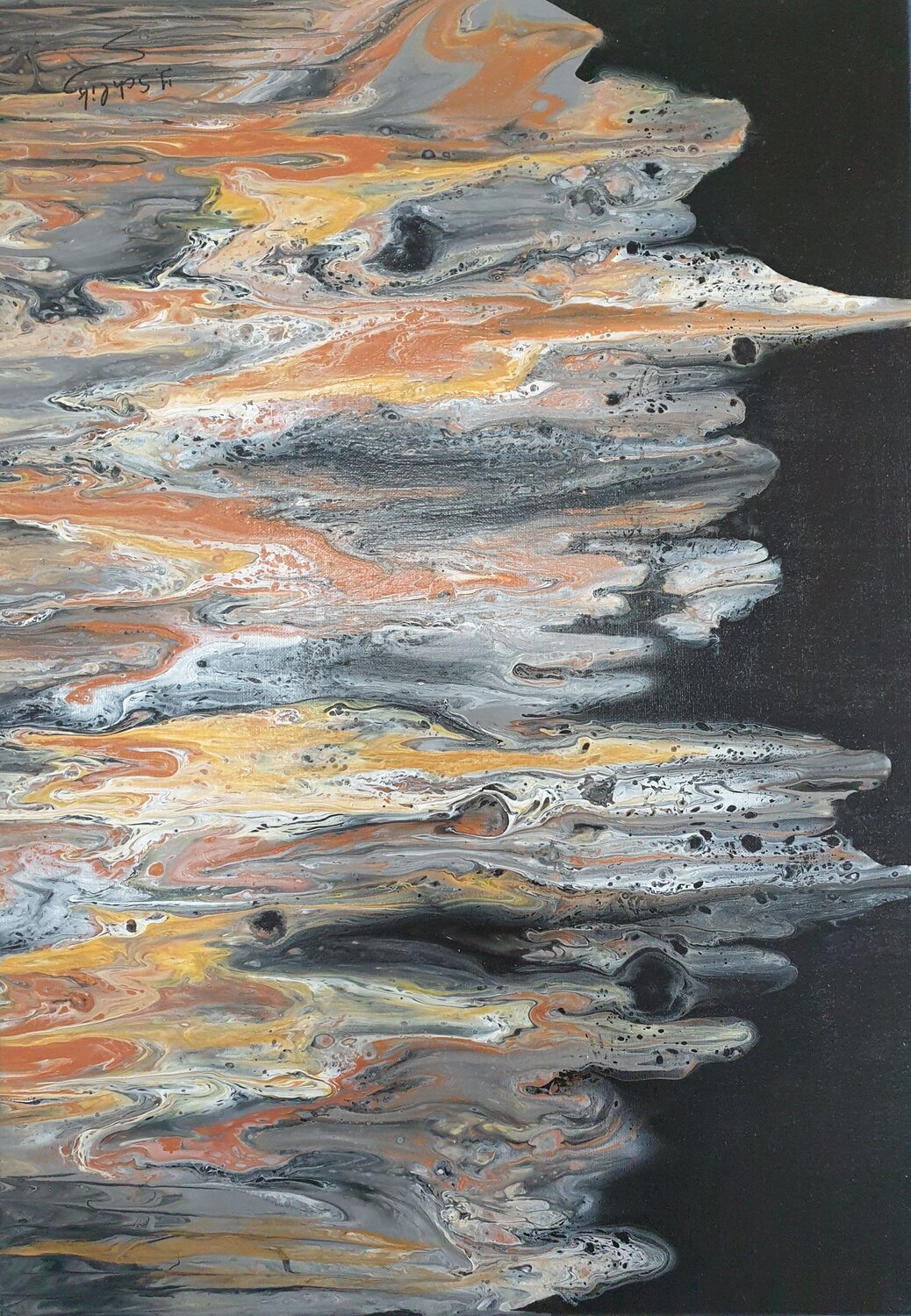 Acrylik Pouring Bild "Marslandschaft" Irene Schlik Original painting for sale