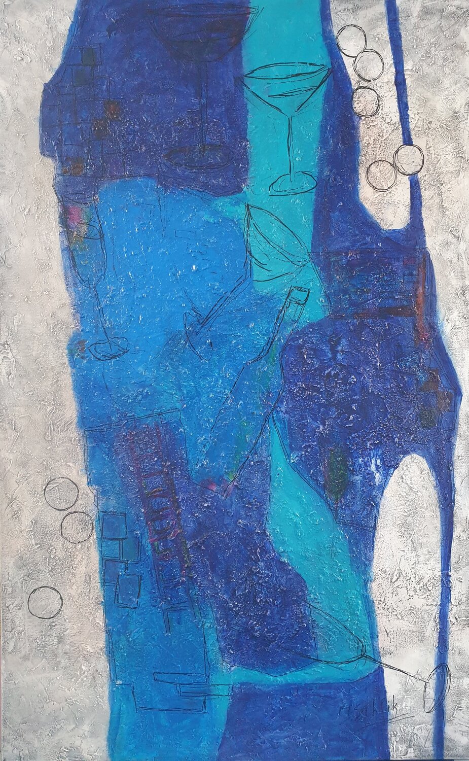 Acryl Bild XXL Struktur "Camping Platz" Irene Schlik Original painting for sale