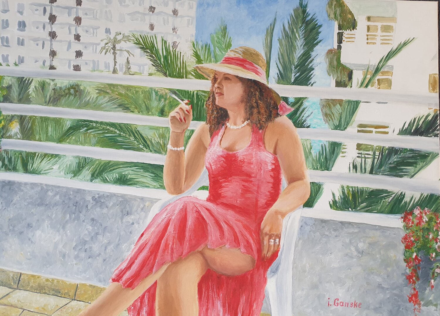 Öl Gemälde "Urlaubparadies" 60cm x 80cm x 2cm Irene Schlik Original painting for sale