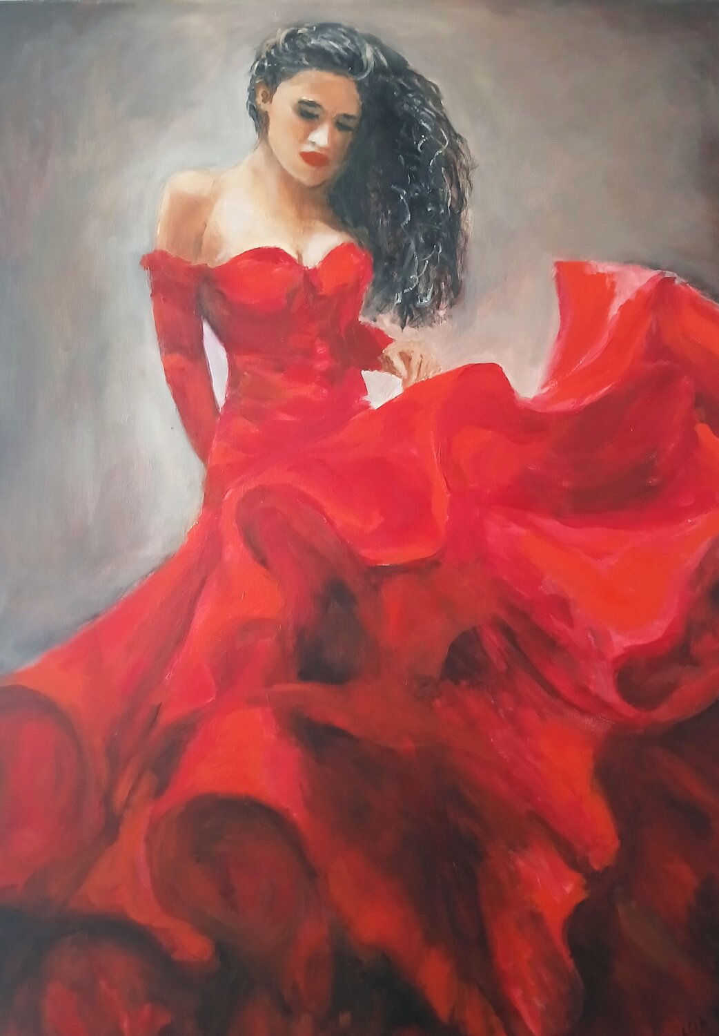 Ölgemälde "Flamenco Tänzerin" Irene Schlik Original painting for sale