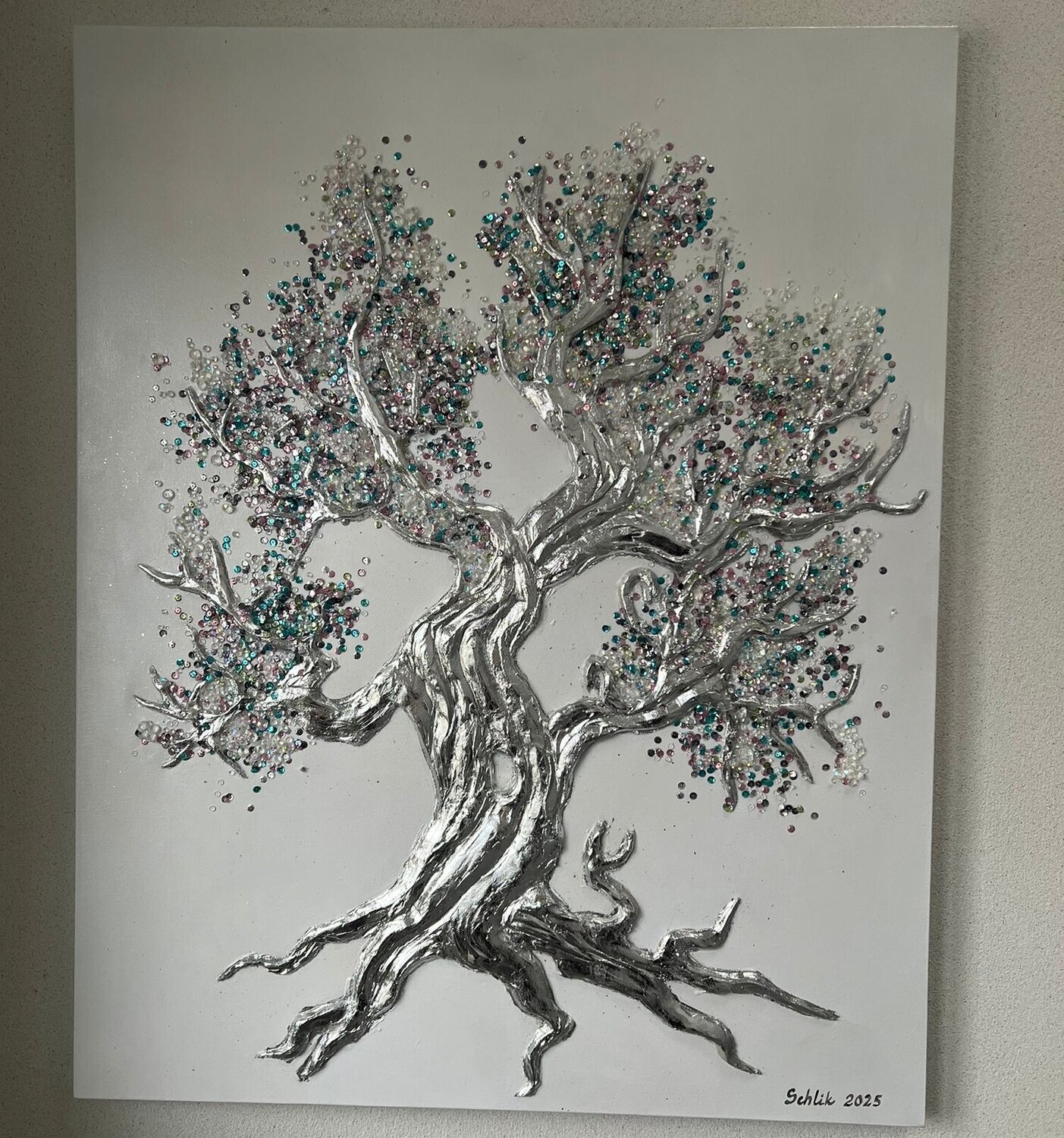 Acryl Bild XXL Struktur "Der Baum" Irene Schlik Original painting for sale