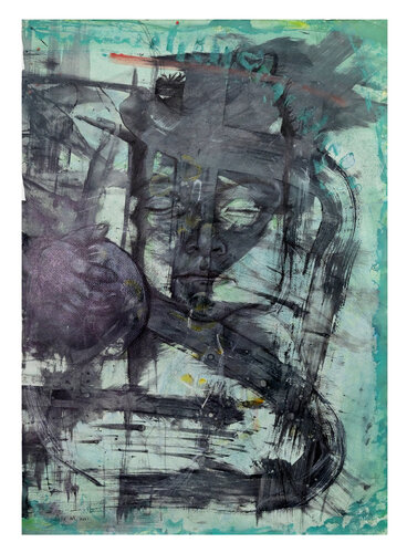 Bambino in una nebbia di verde violento by Sadik Mottola, Painting for Sale on Select