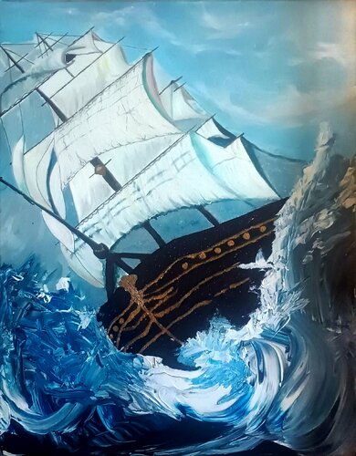 Le grand voilier by laetitia GUADAGNA ASCIAK, Painting for Sale on Select