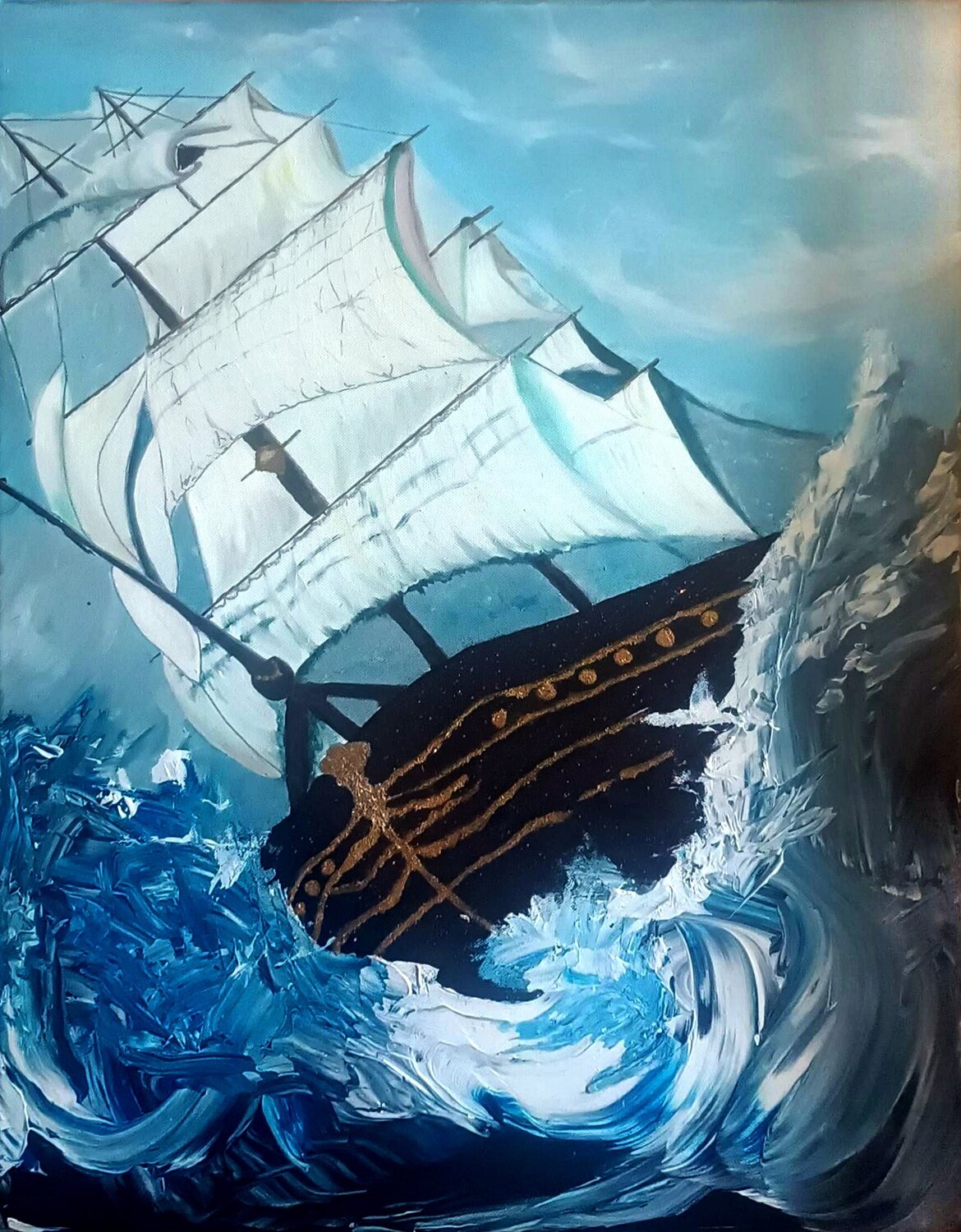 Le grand voilier laetitia GUADAGNA ASCIAK Original painting for sale
