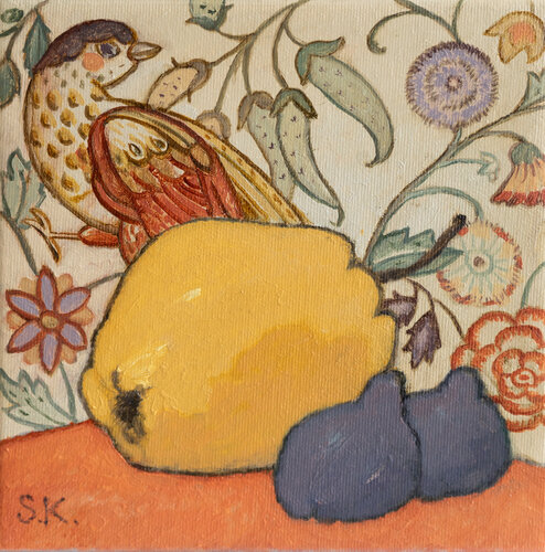 PARADISE BIRD AND QUINCE von Svetlana Kurmaz, Malerei kaufen auf Select