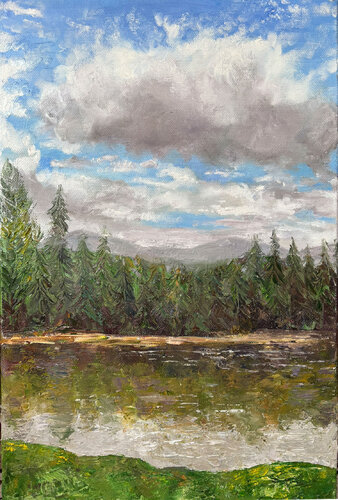 September's lake by Olena Dil, Painting for Sale on Select