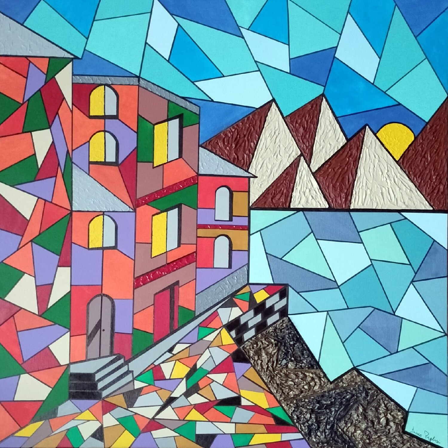 Il respiro del lago in mille colori Dino Puglisi Original painting for sale
