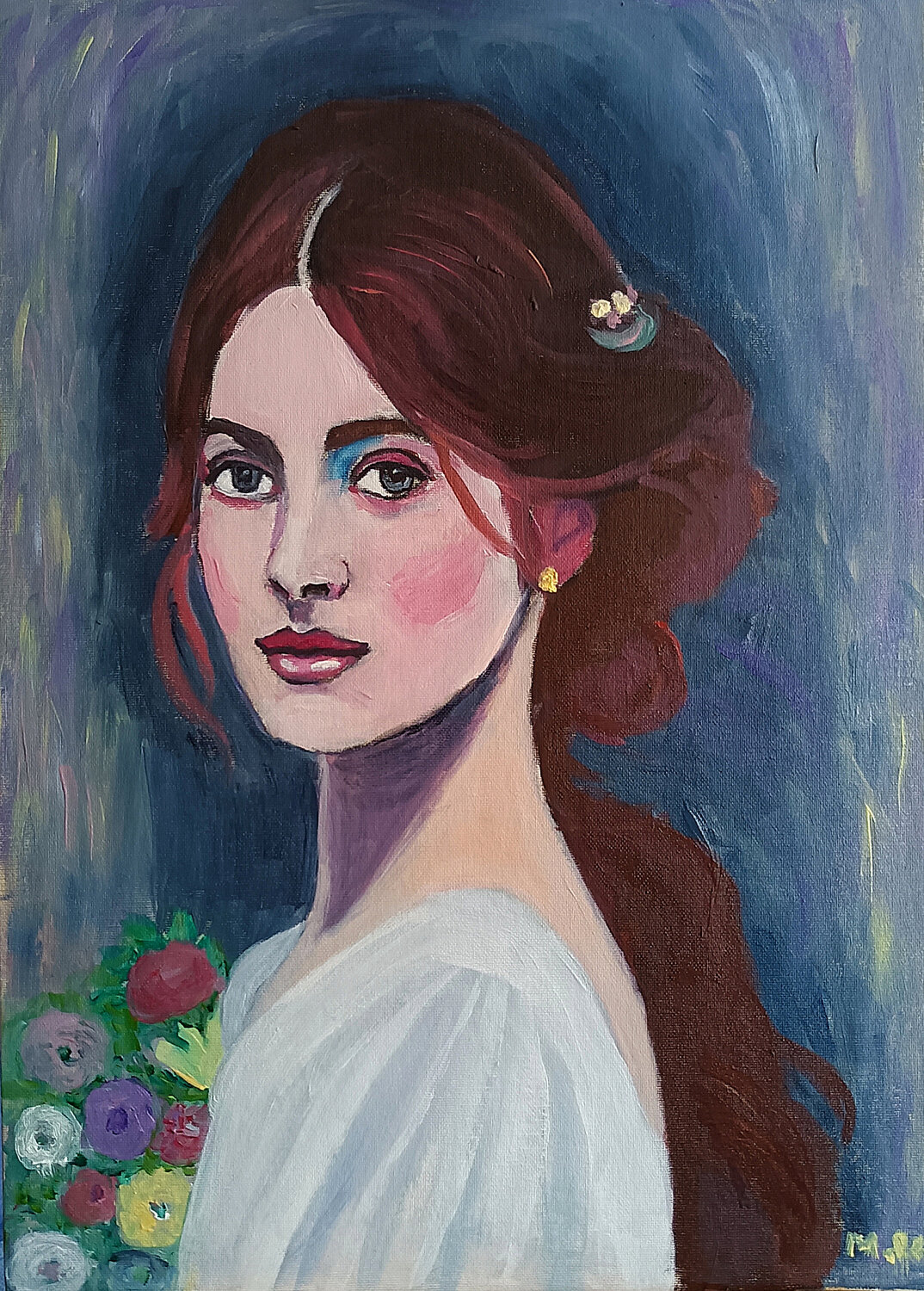 Romantic girl Marit Refsnes Original painting for sale