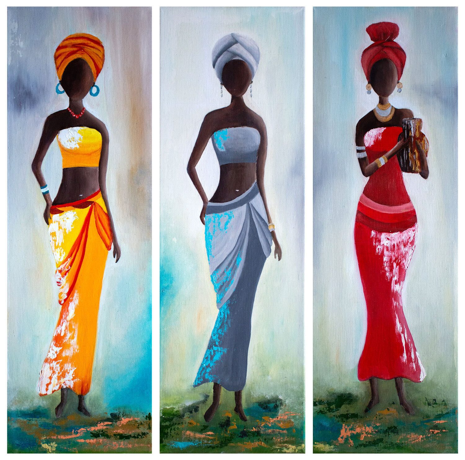 Anmut Afrikas 3er Set Fortuna Per Original painting for sale