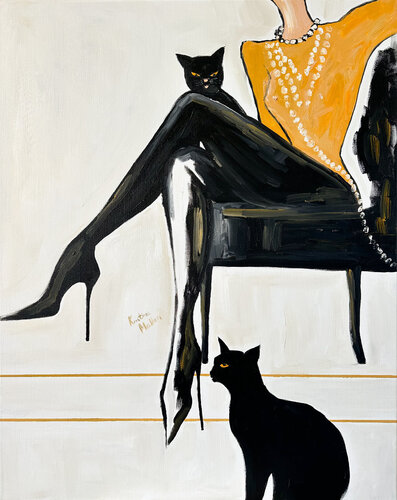 Jealous Cats II by Kristina Mallen, Painting for Sale on Select