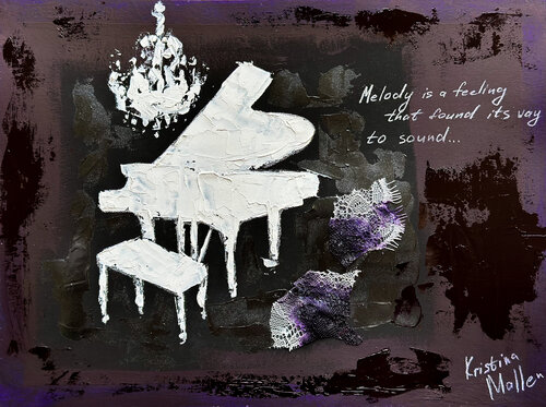 White Piano: Melody is a feeling that found its way to sound by Kristina Mallen, Painting for Sale on Select