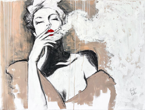 Madame qui Fume by Kristina Mallen, Painting for Sale on Select