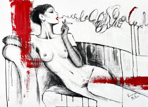 Madame Fume Après L’amour by Kristina Mallen, Painting for Sale on Select