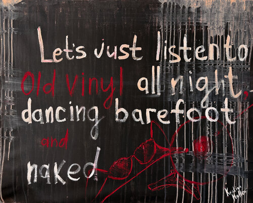 Let’s just listen to old vinyl all night, dancing barefoot and naked by Kristina Mallen, Painting for Sale on Select