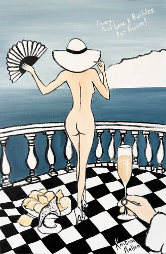Morning bliss on the Amalfi Coast: More Love & Bubbles, Per Favore by Kristina Mallen, Painting for Sale on Select