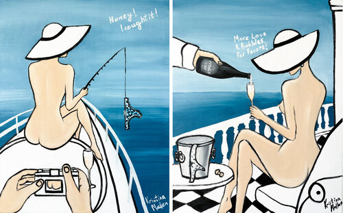 Diptych: La Dolce Escape by Kristina Mallen, Painting for Sale on Select