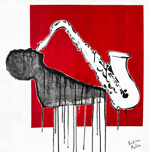 The Manhattan Saxophonis by Kristina Mallen, Painting for Sale on Select