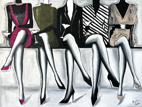 Ladies' Cocktail Conversation by Kristina Mallen, Painting for Sale on Select