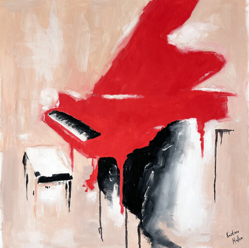 A Red Grand Piano by Kristina Mallen, Painting for Sale on Select