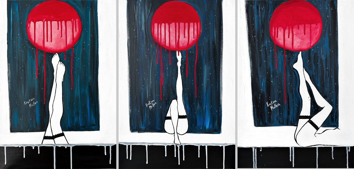 Triptych: Under The Full Moon Kristina Mallen Original painting for sale