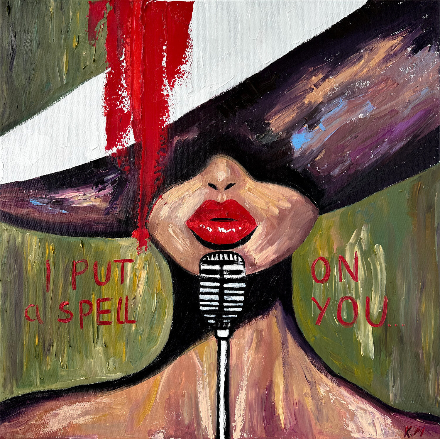 Black Jazz Diva: I Put a Spell on You Kristina Mallen Original painting for sale