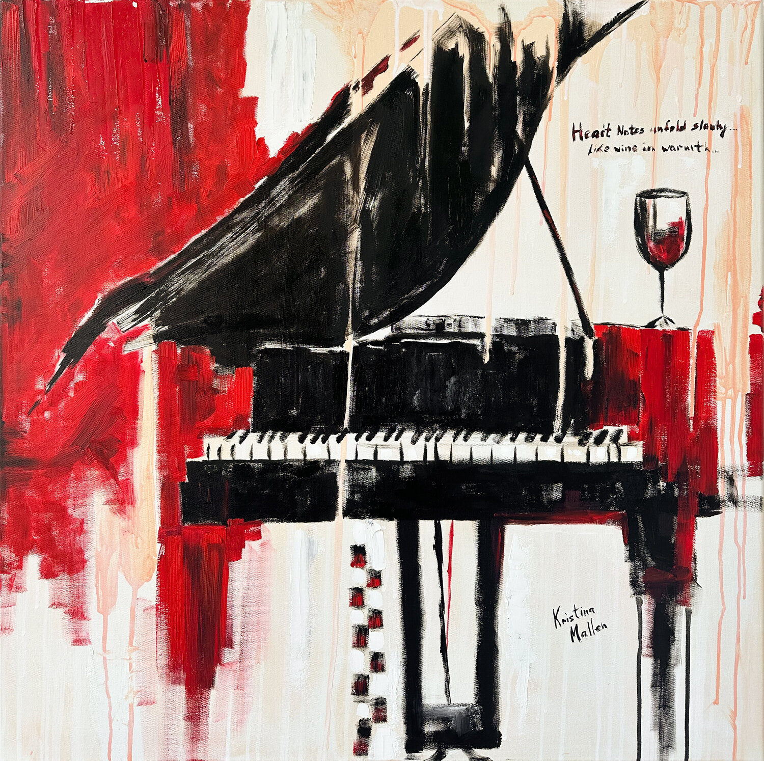 Heart Notes Unfold Slowly Like Wine in Warmth Kristina Mallen Original painting for sale