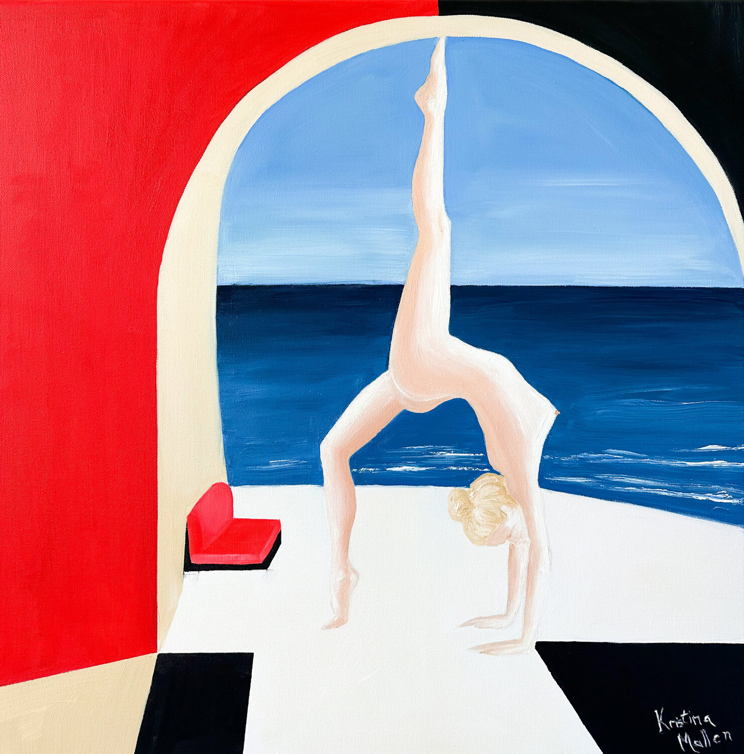 Bare Yoga in Santorini Kristina Mallen Original painting for sale