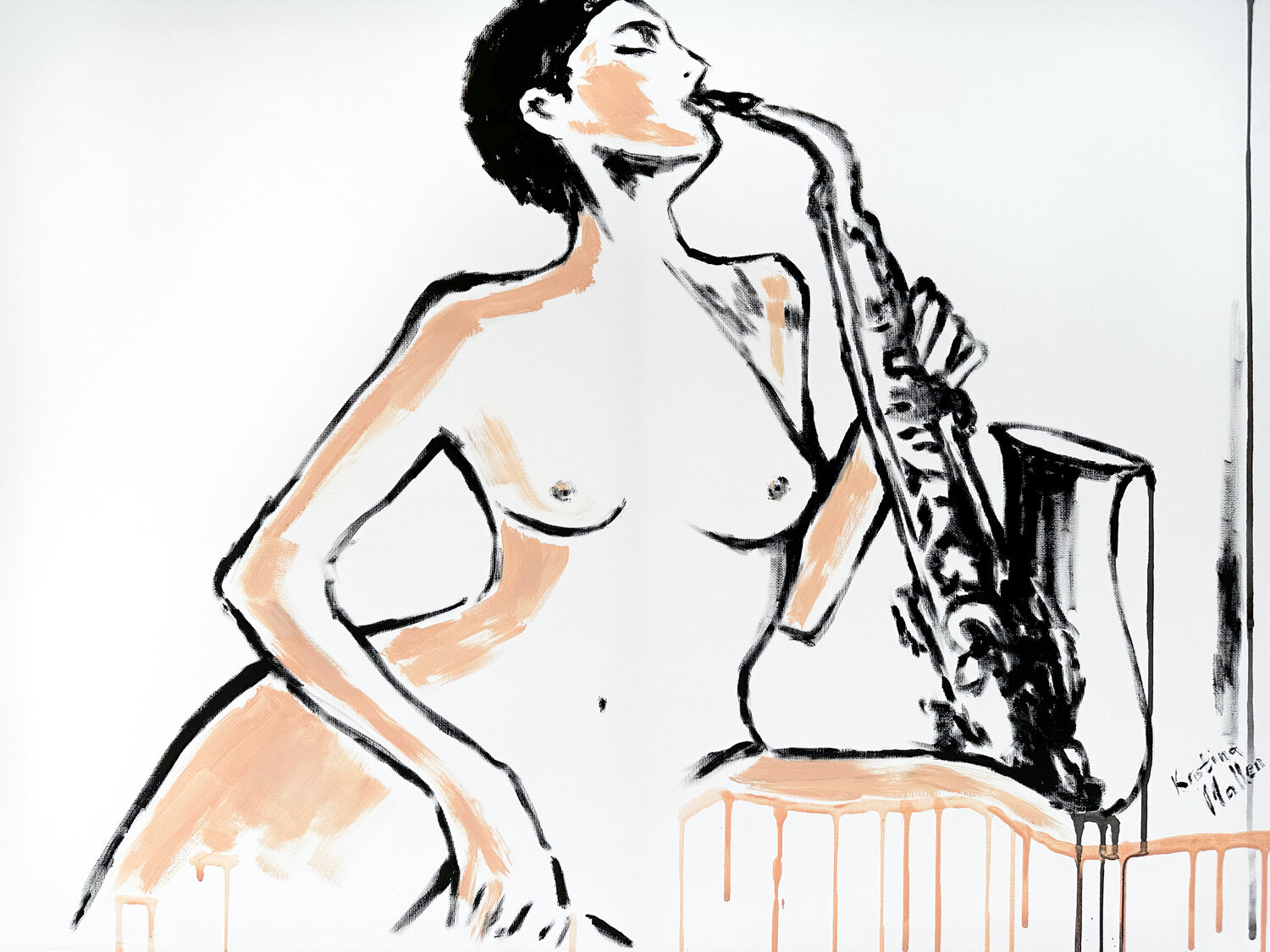 Solo Sax Kristina Mallen Original painting for sale