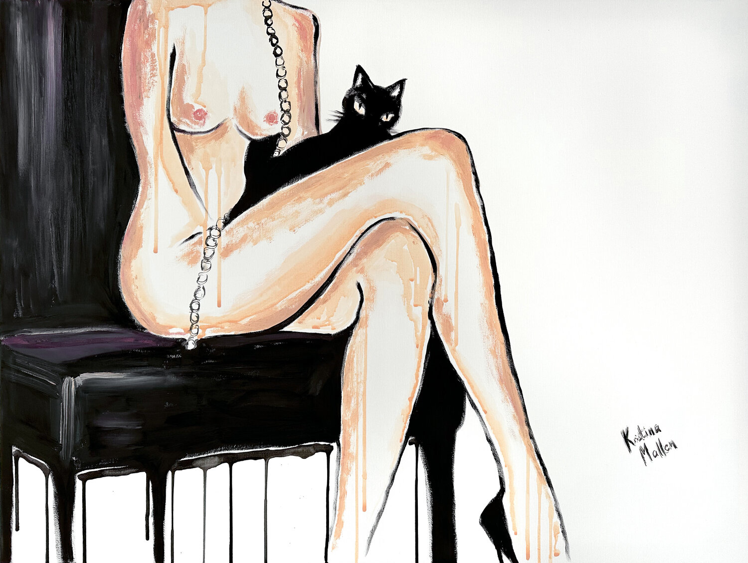 Jealous Cat Kristina Mallen Original painting for sale