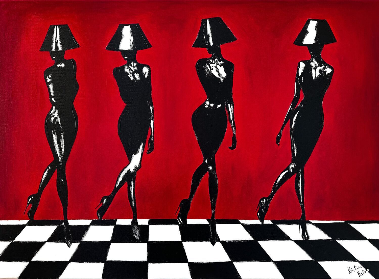 Muses in the Red Room Kristina Mallen Original painting for sale