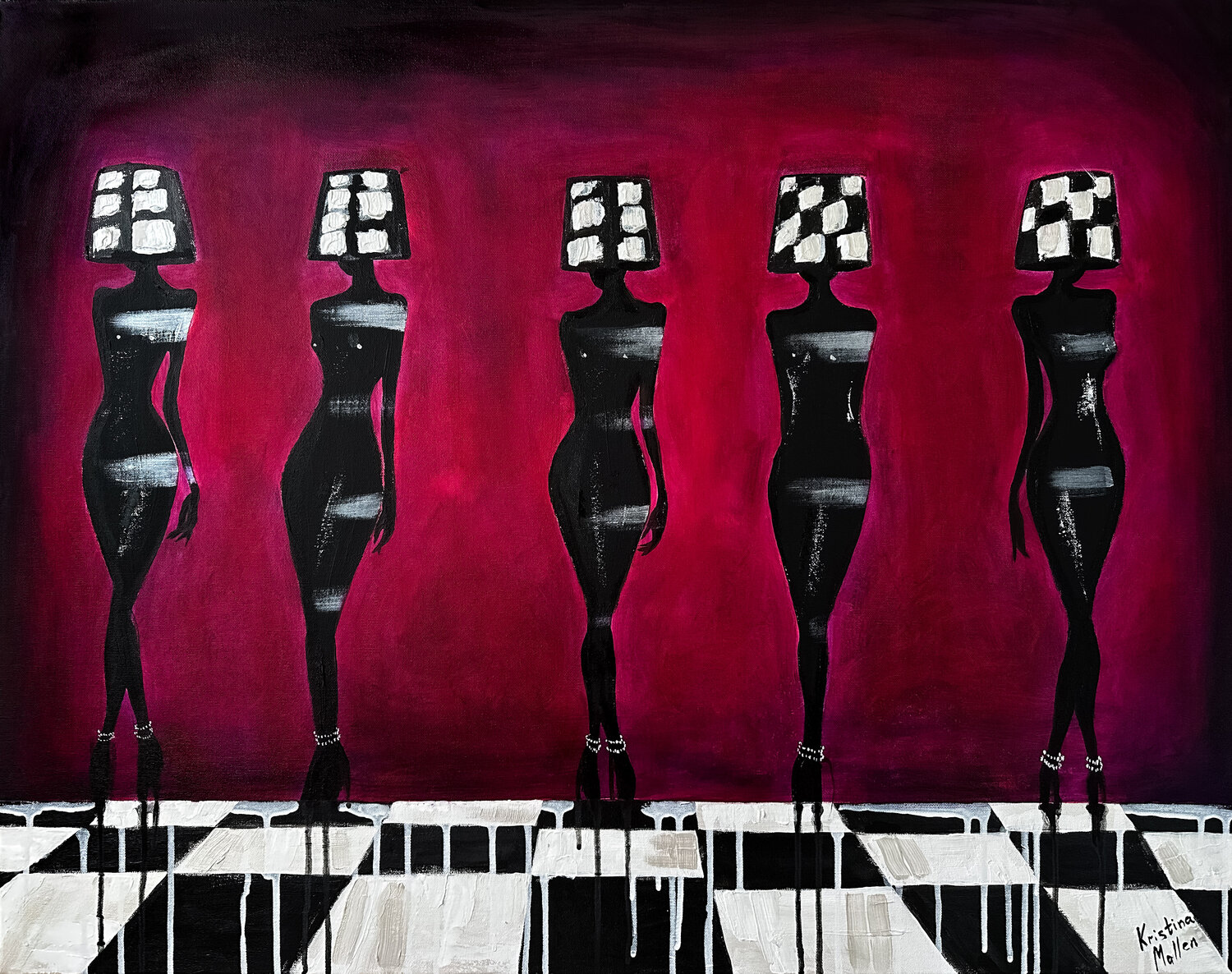 Velvet Muses de Lumière Kristina Mallen Original painting for sale