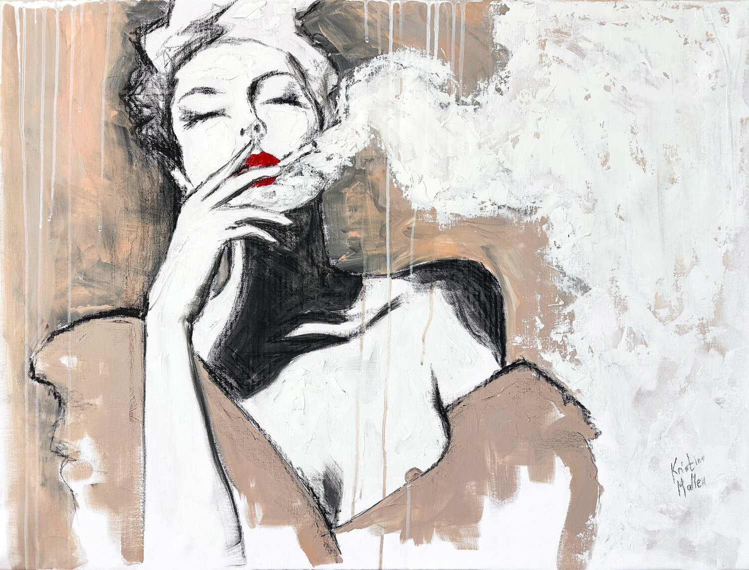 Madame qui Fume Kristina Mallen Original painting for sale