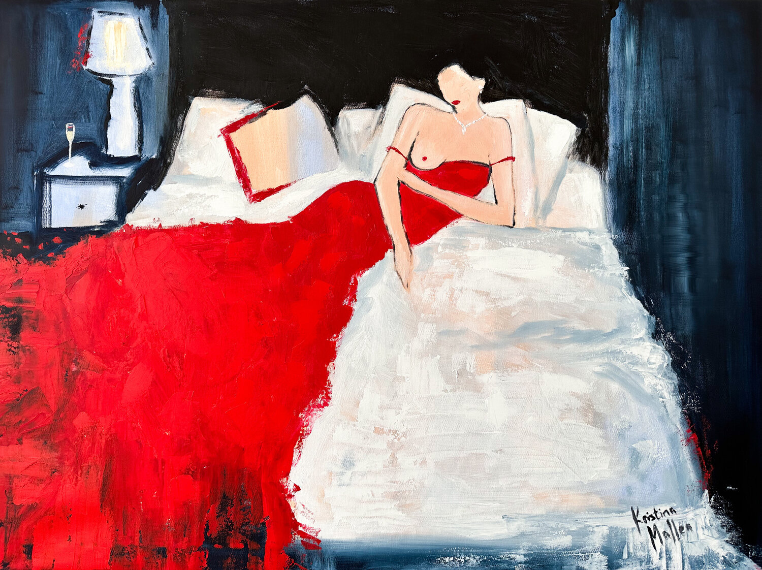 In a Hotel Room After a Boring Soirée Kristina Mallen Original painting for sale