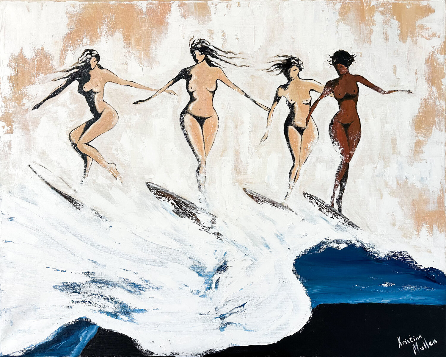 Riders of the Wild Wave Kristina Mallen Original painting for sale