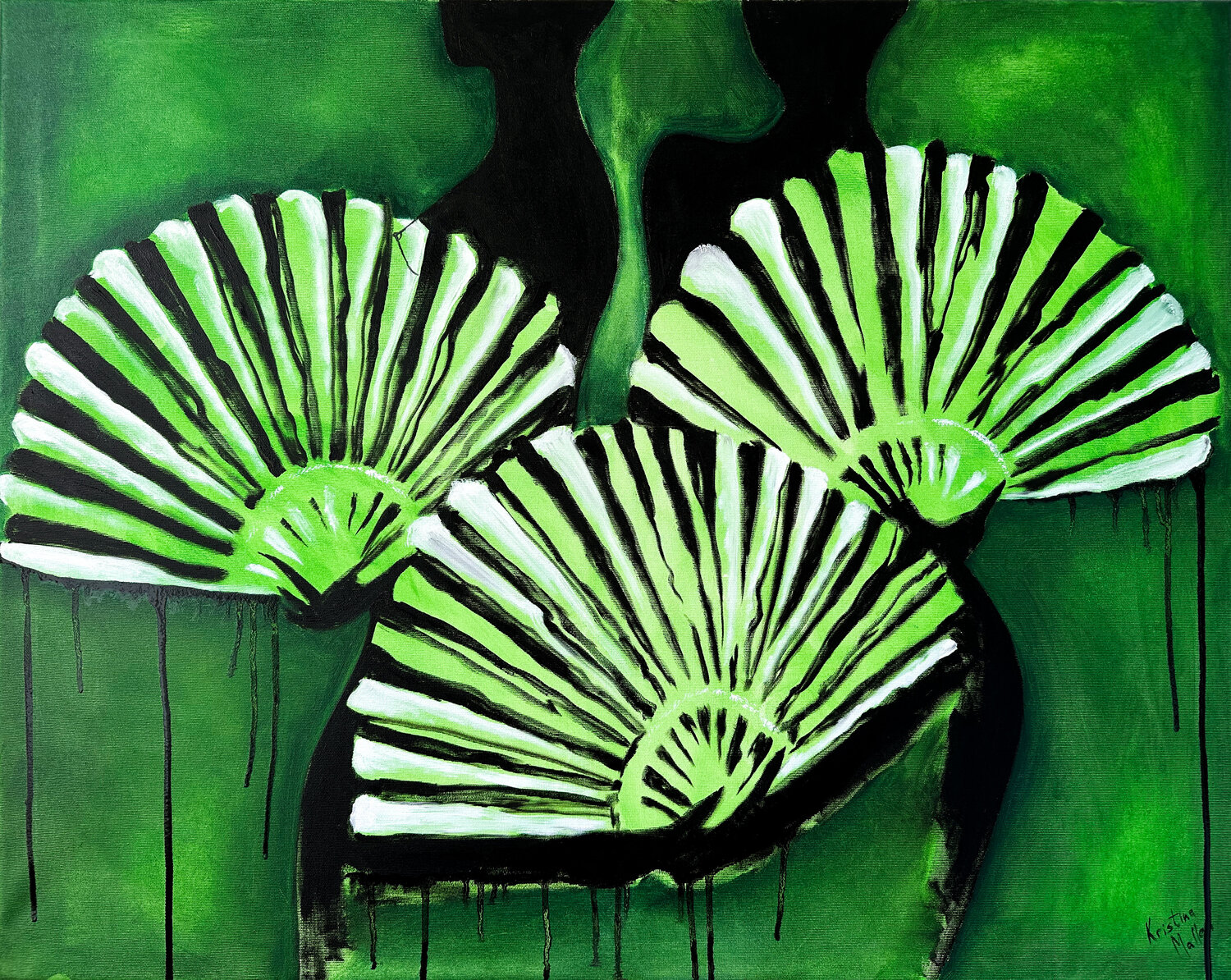 Hidden Silhouettes Behind Fans Kristina Mallen Original painting for sale