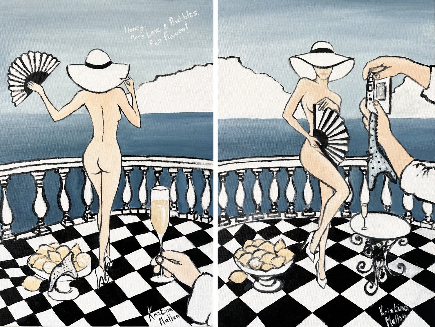 Diptych: Morning bliss on the Amalfi Coast Kristina Mallen Original painting for sale